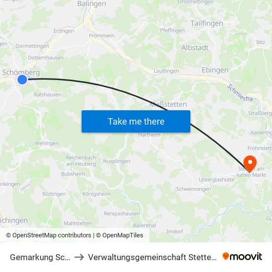 Gemarkung Schömberg to Verwaltungsgemeinschaft Stetten am Kalten Markt map