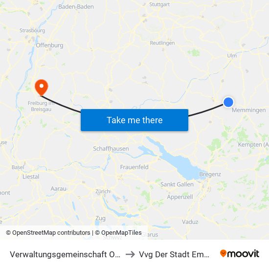 Verwaltungsgemeinschaft Ochsenhausen to Vvg Der Stadt Emmendingen map