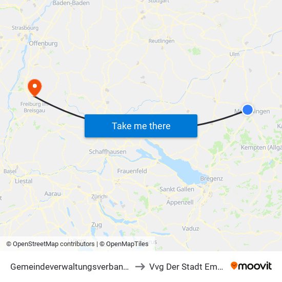 Gemeindeverwaltungsverband Rot-Tannheim to Vvg Der Stadt Emmendingen map