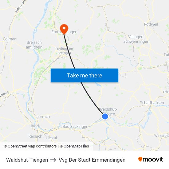 Waldshut-Tiengen to Vvg Der Stadt Emmendingen map