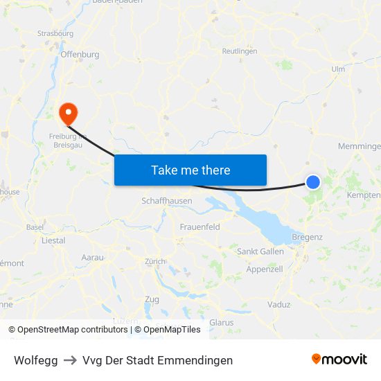 Wolfegg to Vvg Der Stadt Emmendingen map