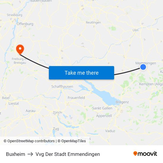 Buxheim to Vvg Der Stadt Emmendingen map