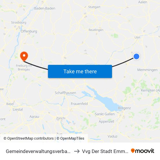 Gemeindeverwaltungsverband Schwendi to Vvg Der Stadt Emmendingen map