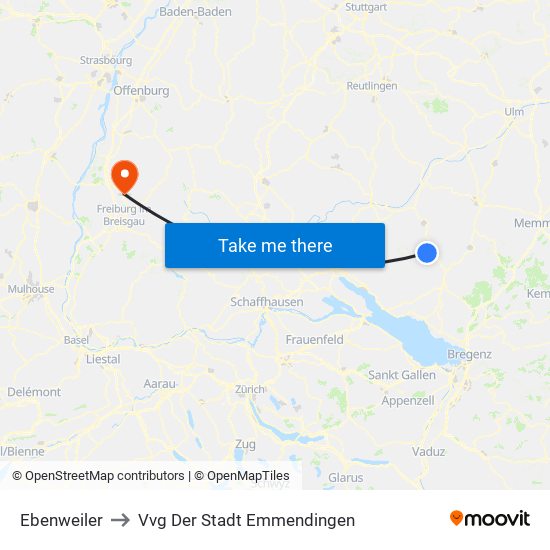 Ebenweiler to Vvg Der Stadt Emmendingen map