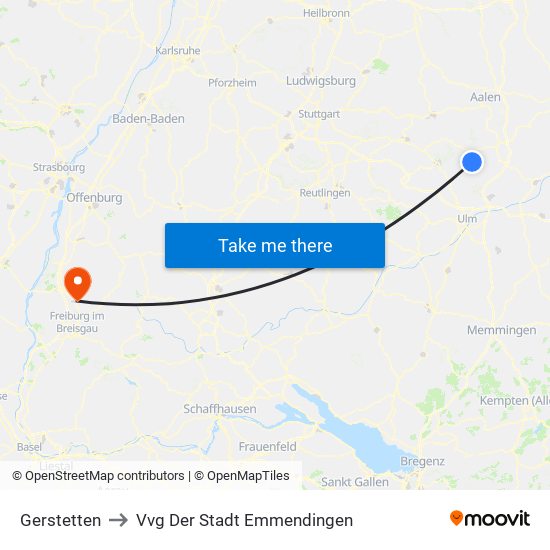 Gerstetten to Vvg Der Stadt Emmendingen map