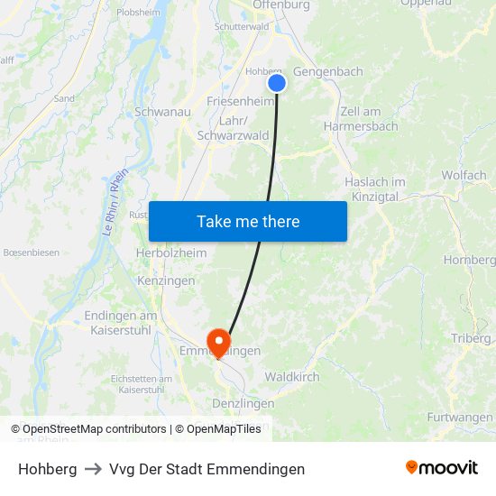 Hohberg to Vvg Der Stadt Emmendingen map