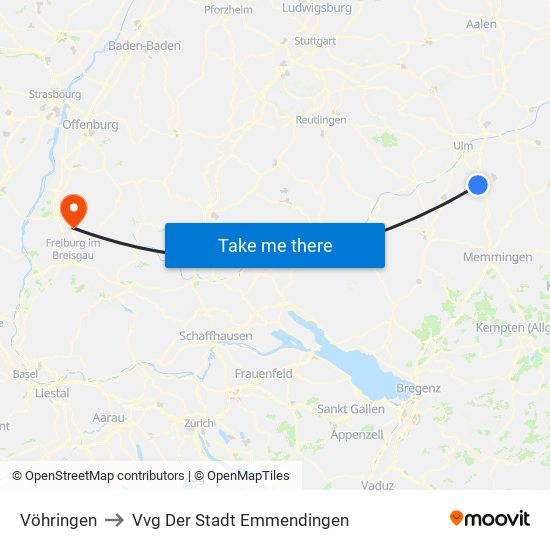 Vöhringen to Vvg Der Stadt Emmendingen map