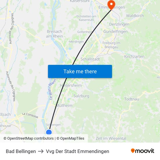 Bad Bellingen to Vvg Der Stadt Emmendingen map