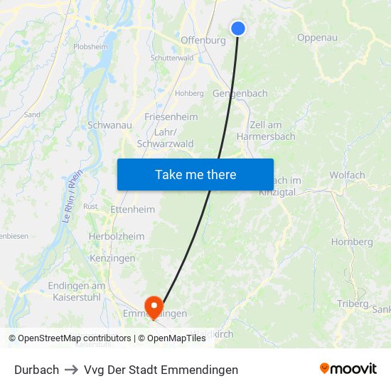 Durbach to Vvg Der Stadt Emmendingen map