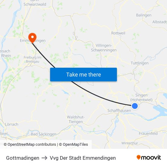 Gottmadingen to Vvg Der Stadt Emmendingen map