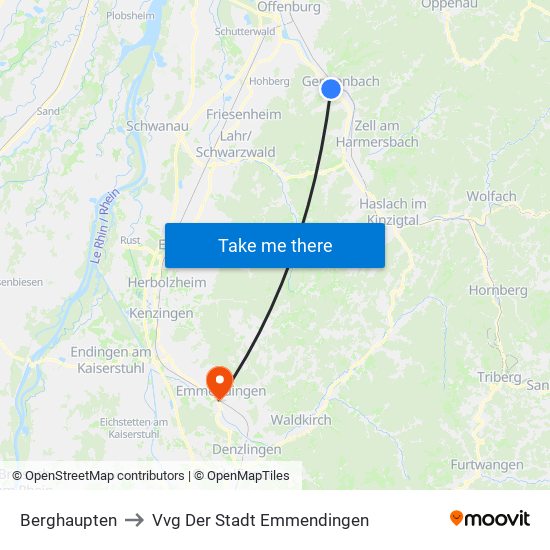 Berghaupten to Vvg Der Stadt Emmendingen map