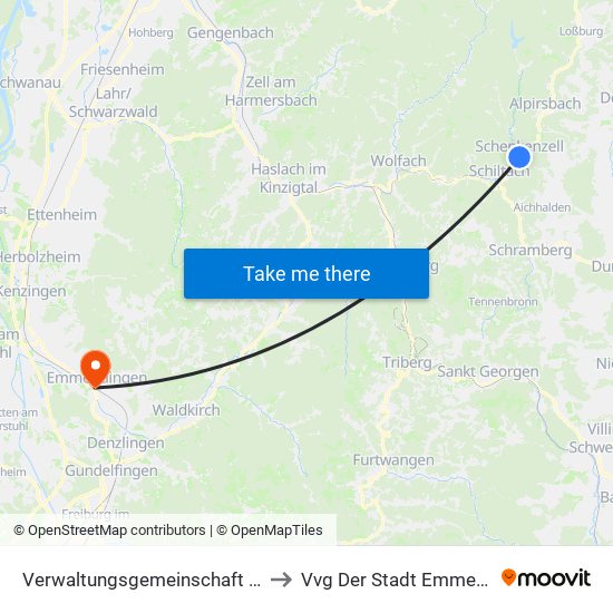 Verwaltungsgemeinschaft Schiltach to Vvg Der Stadt Emmendingen map