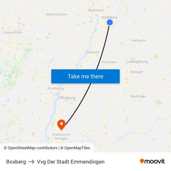 Boxberg to Vvg Der Stadt Emmendingen map