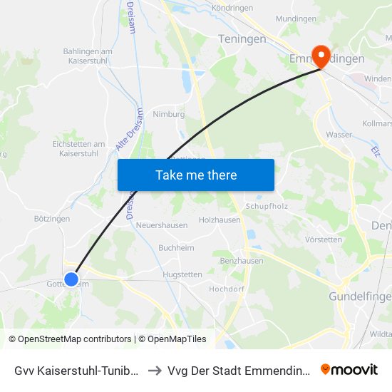 Gvv Kaiserstuhl-Tuniberg to Vvg Der Stadt Emmendingen map