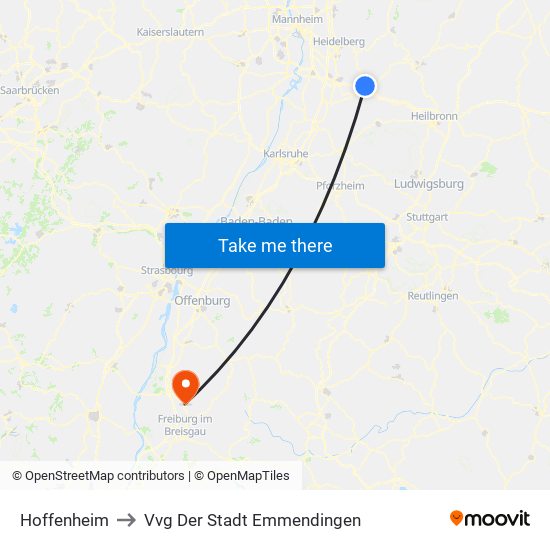 Hoffenheim to Vvg Der Stadt Emmendingen map