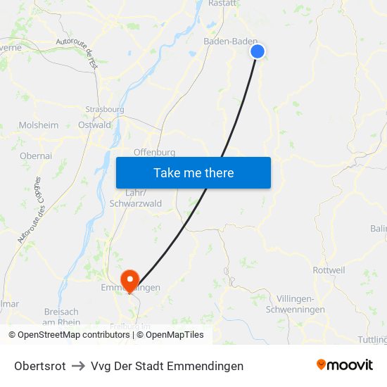 Obertsrot to Vvg Der Stadt Emmendingen map