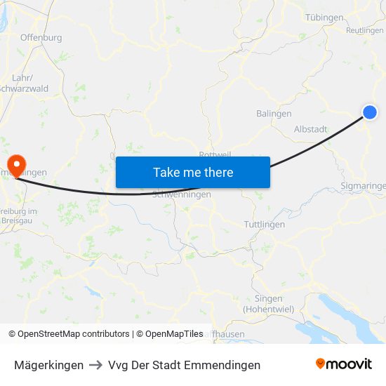 Mägerkingen to Vvg Der Stadt Emmendingen map