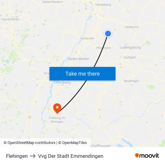 Flehingen to Vvg Der Stadt Emmendingen map