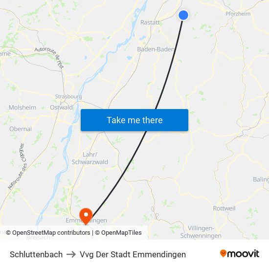 Schluttenbach to Vvg Der Stadt Emmendingen map