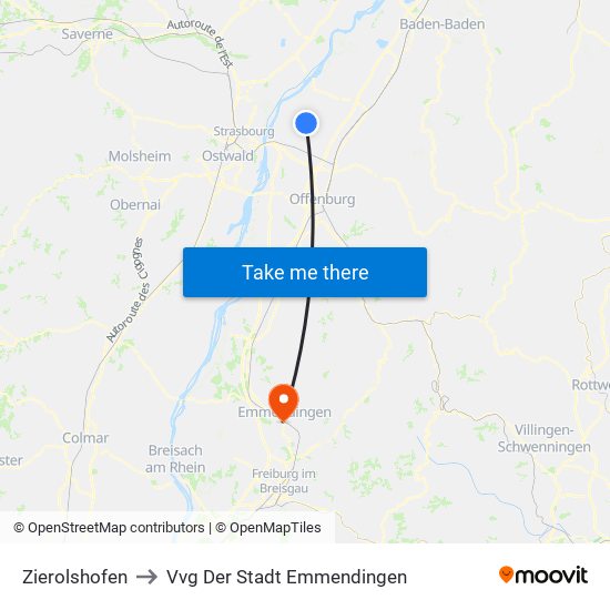 Zierolshofen to Vvg Der Stadt Emmendingen map