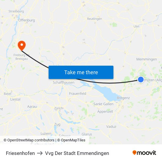 Friesenhofen to Vvg Der Stadt Emmendingen map