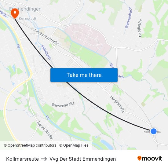 Kollmarsreute to Vvg Der Stadt Emmendingen map