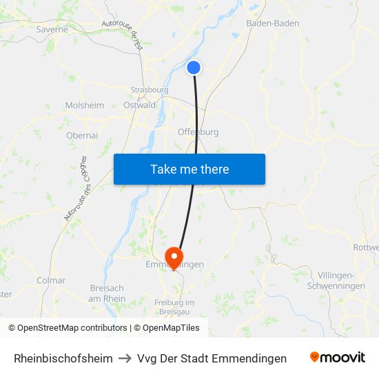 Rheinbischofsheim to Vvg Der Stadt Emmendingen map