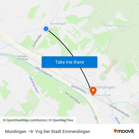 Mundingen to Vvg Der Stadt Emmendingen map