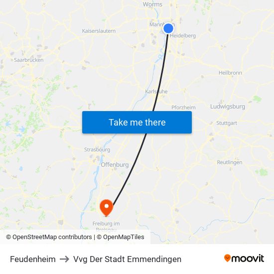 Feudenheim to Vvg Der Stadt Emmendingen map