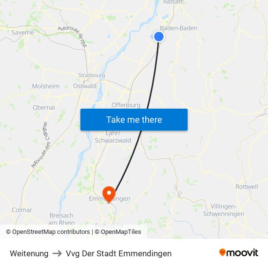 Weitenung to Vvg Der Stadt Emmendingen map