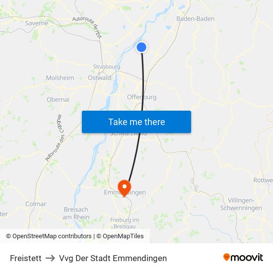 Freistett to Vvg Der Stadt Emmendingen map