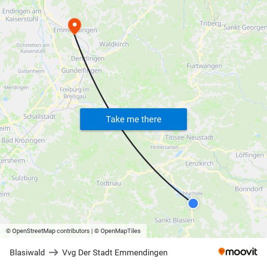 Blasiwald to Vvg Der Stadt Emmendingen map