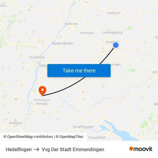 Hedelfingen to Vvg Der Stadt Emmendingen map