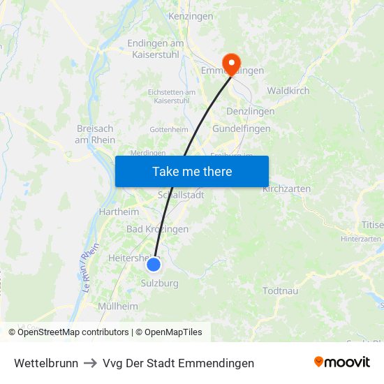 Wettelbrunn to Vvg Der Stadt Emmendingen map