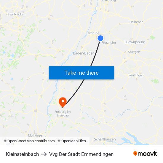 Kleinsteinbach to Vvg Der Stadt Emmendingen map