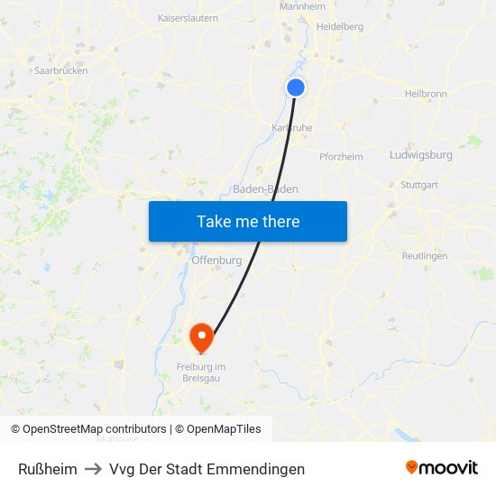 Rußheim to Vvg Der Stadt Emmendingen map