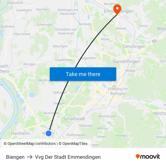 Biengen to Vvg Der Stadt Emmendingen map