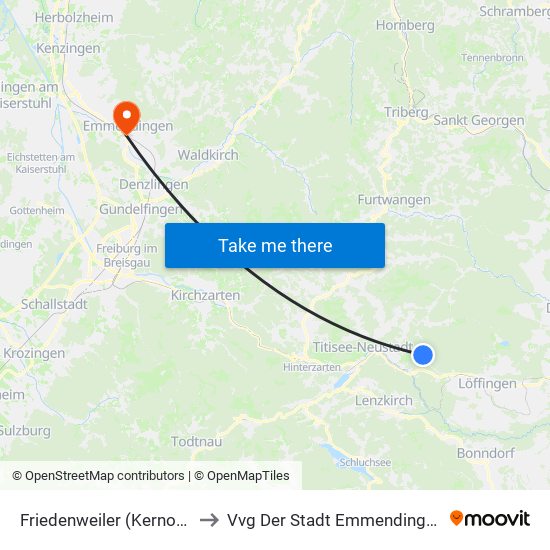 Friedenweiler (Kernort) to Vvg Der Stadt Emmendingen map