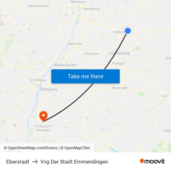 Eberstadt to Vvg Der Stadt Emmendingen map