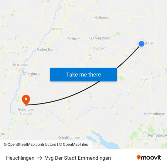 Heuchlingen to Vvg Der Stadt Emmendingen map