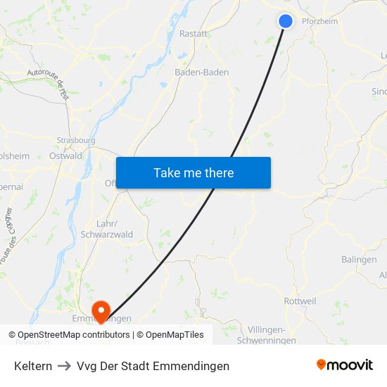 Keltern to Vvg Der Stadt Emmendingen map