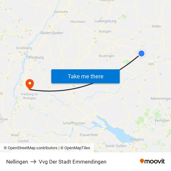 Nellingen to Vvg Der Stadt Emmendingen map