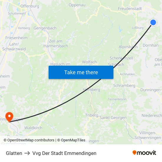 Glatten to Vvg Der Stadt Emmendingen map