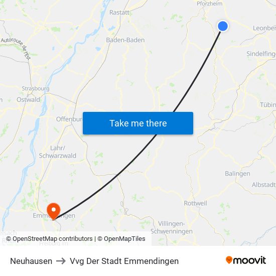 Neuhausen to Vvg Der Stadt Emmendingen map