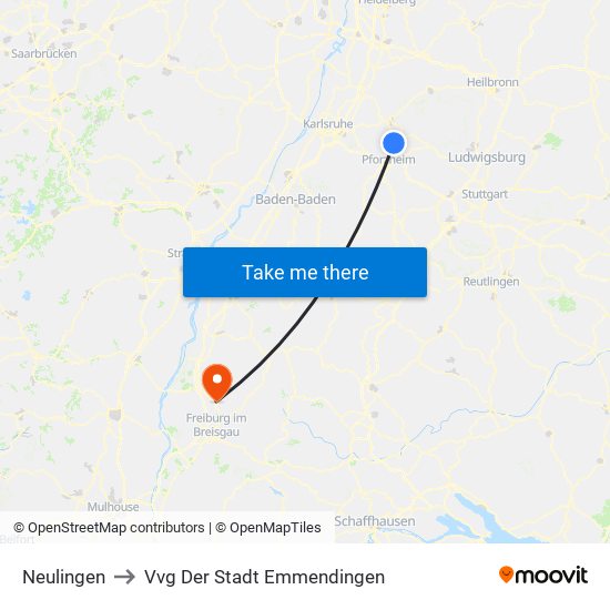 Neulingen to Vvg Der Stadt Emmendingen map