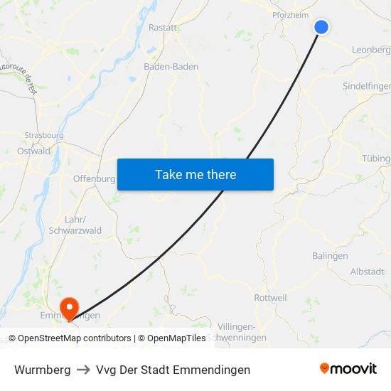Wurmberg to Vvg Der Stadt Emmendingen map