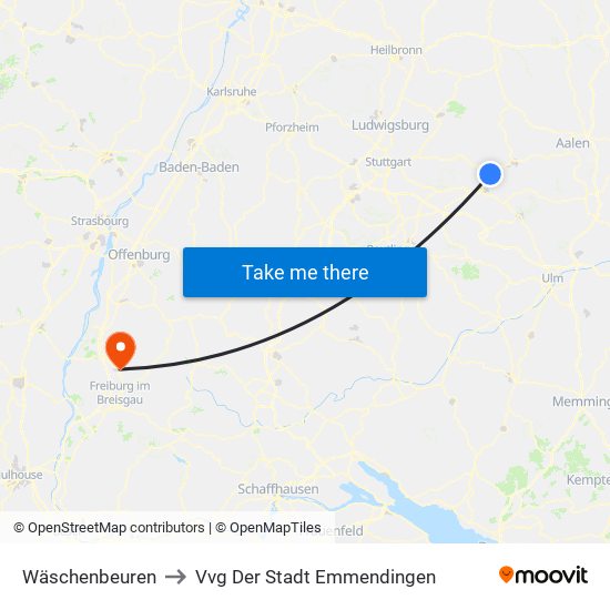 Wäschenbeuren to Vvg Der Stadt Emmendingen map