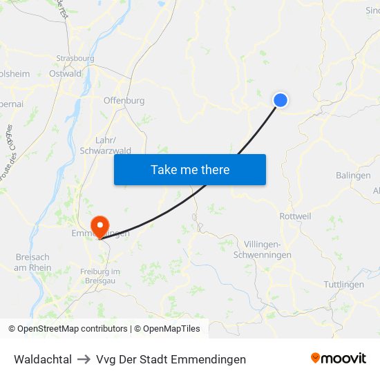 Waldachtal to Vvg Der Stadt Emmendingen map