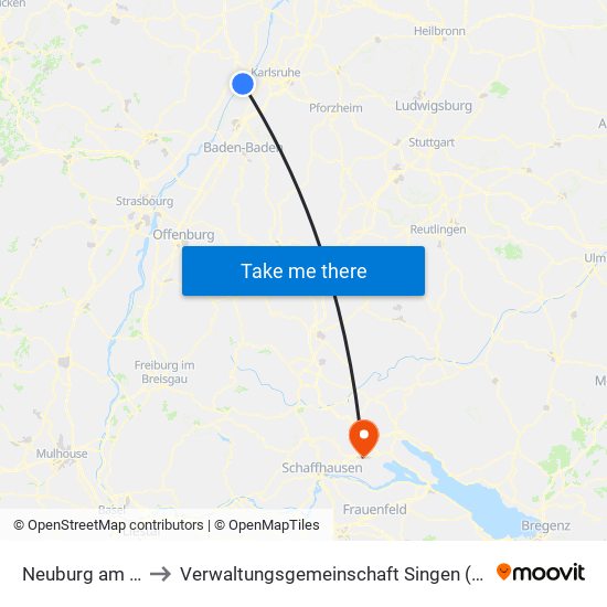 Neuburg am Rhein to Verwaltungsgemeinschaft Singen (Hohentwiel) map