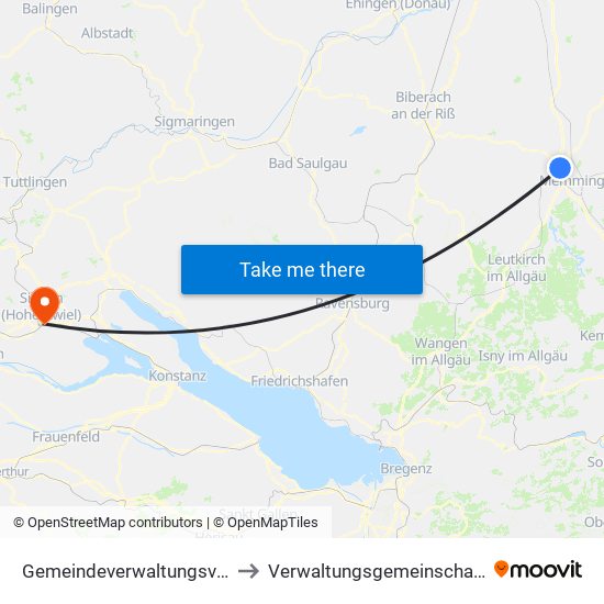 Gemeindeverwaltungsverband Rot-Tannheim to Verwaltungsgemeinschaft Singen (Hohentwiel) map